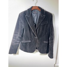 New York  Company Velvet Blazer Womens Sz 10 Gray Career Dark Academia Stretch