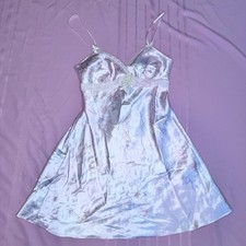 Pearlescent Pastel Satin Night Gown Dress Romantic Coquette Glamorous Fits XS-M