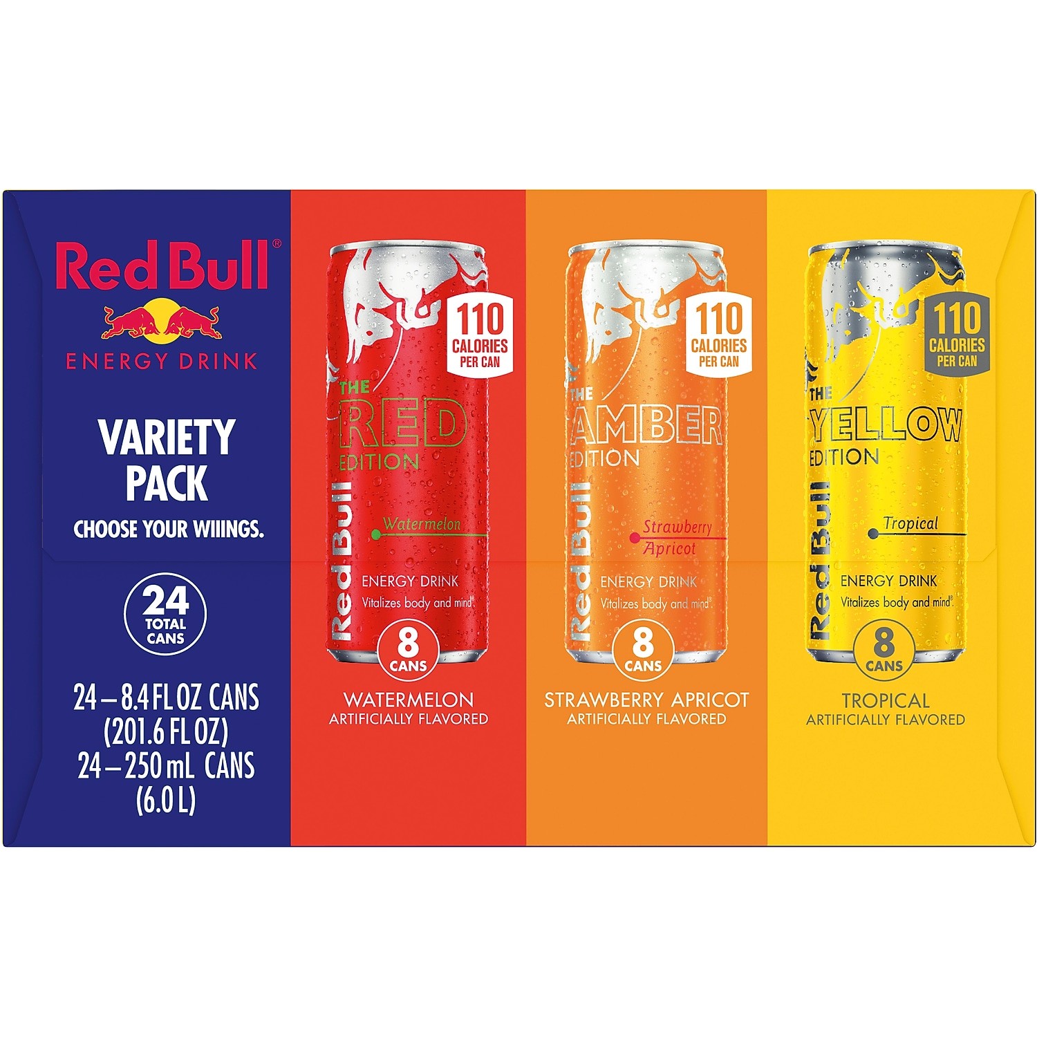 Bebidas energéticas Red Bull sandía/tropical/fresa albaricoque 8,4 fl. oz. 24