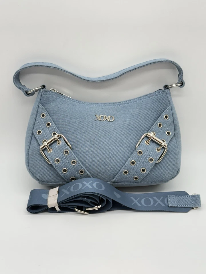 Cartera/bolso de mano de mezclilla azul con correa para el hombro XOXO para mujer - XOH395 Foto 3 de 4