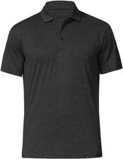 Men's Dry Fit Golf Polo Shirt, Soft Polyester, Athletic Feel, Button Neckline