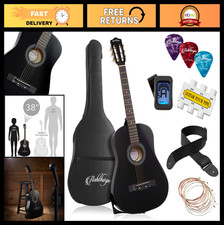 38" Beginner Acoustic Guitar Starter Kit - Black, Gig Bag, Tuner, Picks More
