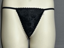 Frederick  s Of Hollywood G-String Thong Panty O/S Fits Most Black Jacquard