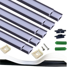 10-Pack 3.3FT Black Recessed LED Strip Channel with Silicone Diffuser Cover