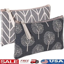2pcs Canvas Cosmetic Bags Travel Makeup Pouches Portable Organizer Storage New