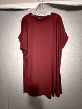 Lane Bryant Dress Womens 18/20 Red Jersey Dolman T Shirt Side Slit Knee Length