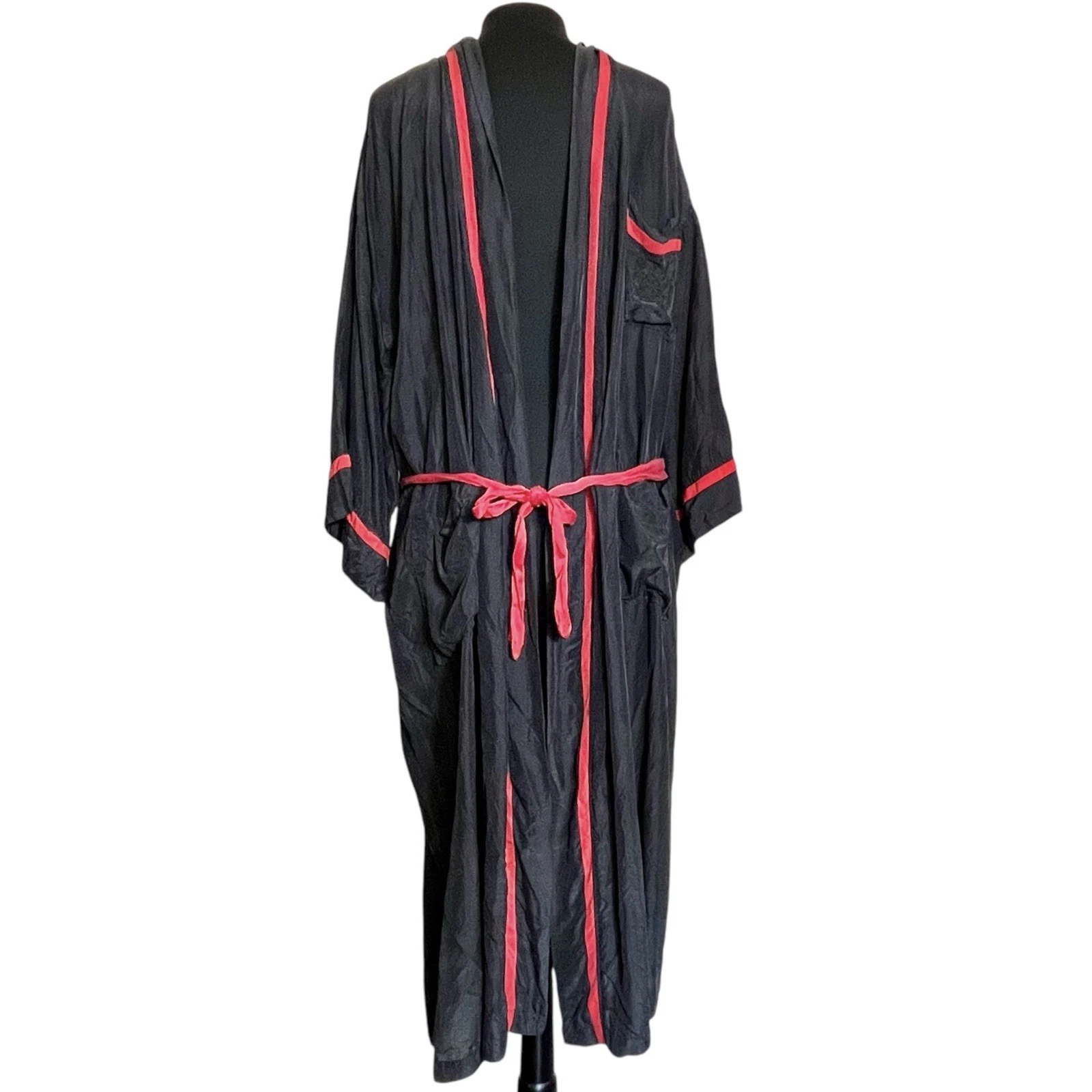 Robe homme vintage Christian Dior Monsieur soie poches rouge noir salon OS