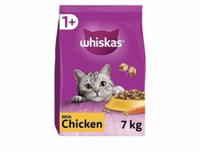 7kg Whiskas 1+ Adult Complete Dry Cat Food Chicken Bulk Pack Cat Biscuits 3.96 per kilo