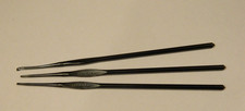 Black Oxide Boye Crochet Hooks Rare 1940's Lot 3 Sizes 5,6 9 WW2 Vintage EUC
