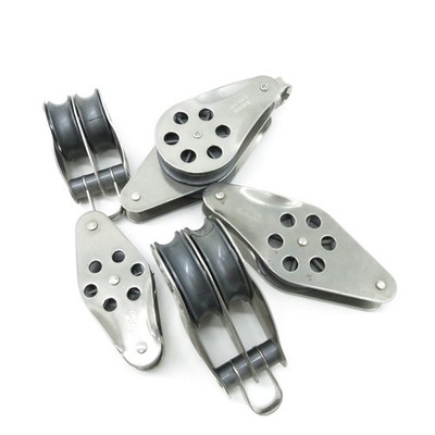 5x Barton Schotblock 2-scheibig einfach Schäkel Hundsfott Bügel Edelstahl Ø10mm