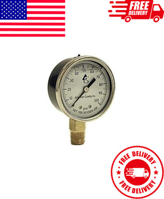 Water Well Pump Liquid Filled Pressure Gauge 0-100 PSI 1/4'' Lower Side Mount