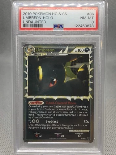 PSA 8 Umbreon Holo PRIME #86 2010 Pokemon TCG Undaunted New Cert