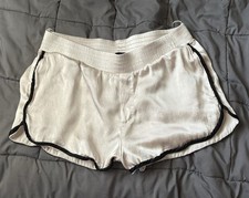 Zara Ivory Athletic Shorts Black Contrast Trim Elastic Waist Women's Size L