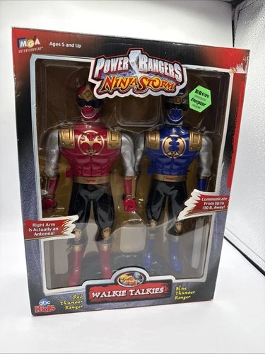 Vintage 10" 2003 Red & Blue Power Rangers Ninja Storm Walkie Talkies New In Box