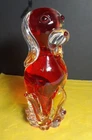 Vintage Murano Hand Blown Art Glass Red/Orange Sommerso Dog Figurine MCM Art