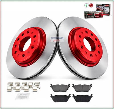 2x BREMSSCHEIBEN + BREMSKLÖTZE HINTEN FÜR RAM 1500 DT 2019 - 2025 ROT