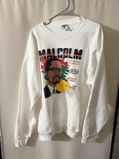 Sudadera De Colección Años 90 Malcolm X By Any Means Necessary Blanca Activista Gráfico
