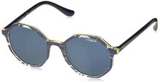 Vogue Eyewear Women's VO5222S Rectangular Sunglasses, Top Blue/Text Pink Yellow/