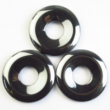 3Pcs 45x6mm Black Hematite Donut Pendant Bead PJ3587