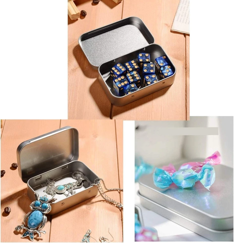 Set da 8 contenitori  rettangolari in argento metallo Vuoto Mini scatola - Immagine 4 di 4