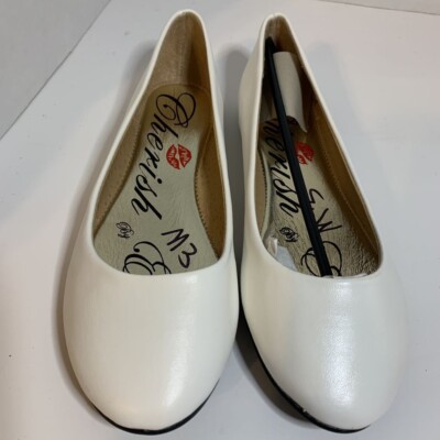 Cherish By Elegant Girls Giva 1 Ballet Flat Shoes White Round Toe 6 New