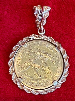Helion、LA FILLE AUX PIEDS、海外版超希少レゾネ、新品額付 1901 LIBERTY HEAD EAGLE $10 GOLD COIN TEN DOLLAR 14K ROPE DIAMOND