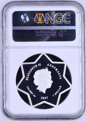 2017年　STAR SHAPED CHRISTMAS 1oz銀貨 2017 1oz Christmas Tree Star Shaped Silver Proof Coin Silver $1