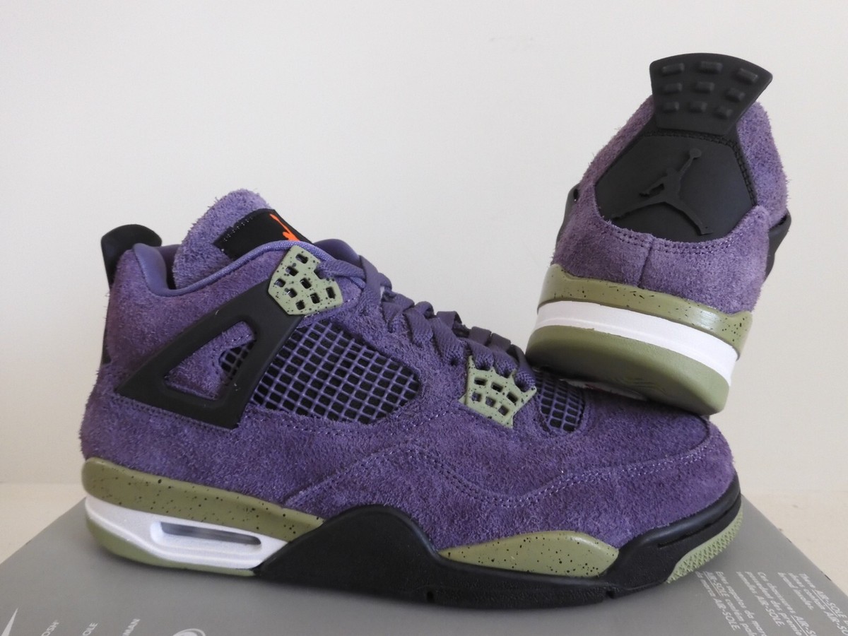 WMNS NIKE AIR JORDAN 4 RETRO CANYON PURPLE-SAFETY ORANGE SZ 10