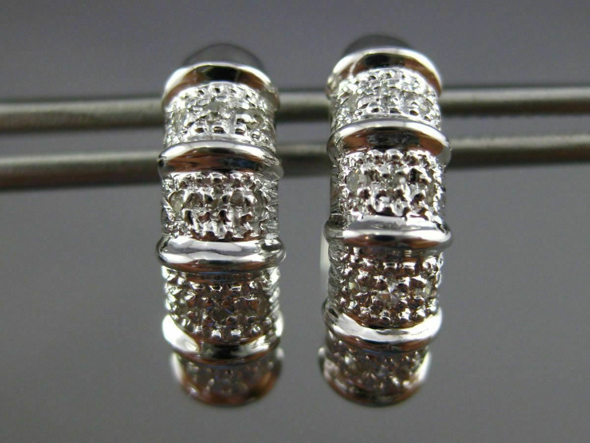 FILA ESTATE WIDE .26CT DIAMOND 14KT WHITE G 3D MULTI ROW HUGGIE EARRINGS #25900