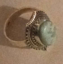 Larimar Blue Ornate Design Band Ring, Size 8.25 Stamped 925 Inside Band Nice