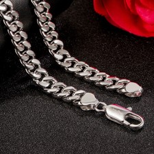 925 Sterling Silver 8mm Cuban Link Chain Necklace Curb Chain for Men  Women