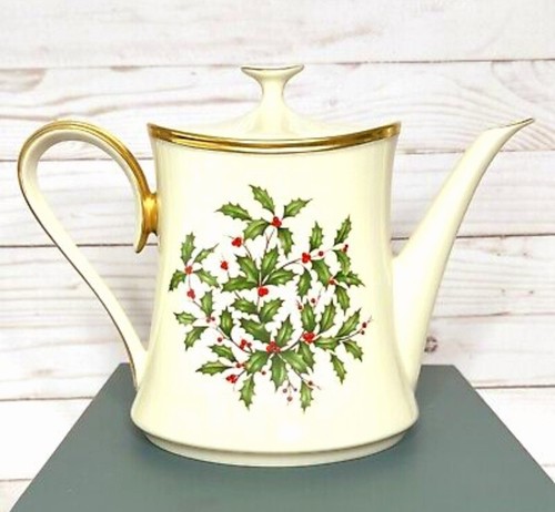 Lenox Holiday Dimension Tea/Coffee Pot Creamer & Sugar Bowl Cup/Saucer 11 Pc Set - Picture 6 of 13