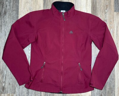 Nike Jacket ACG Women's Medium Full Zip Fleece Lined Softshell Maroon Vintage