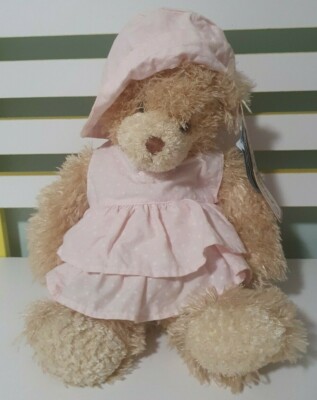 SETTLER TEDDY BEARS DOO DOO 36CM WITH TAGSPINK SPOTTY DRESS AND HAT