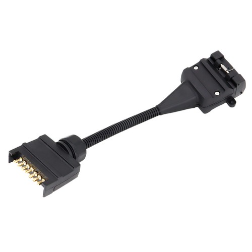 12V 12 Pin Female Socket To 7 Pin Flat Plug Trailer Adaptor Caravan Wiring Black - Picture 4 of 7