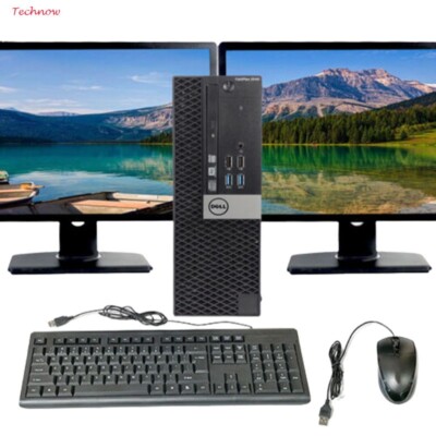 Dell Desktop Computer PC Intel i5 7th Gen 16GB 512GB SSD WIFI Dual 22''LCD WIN 10