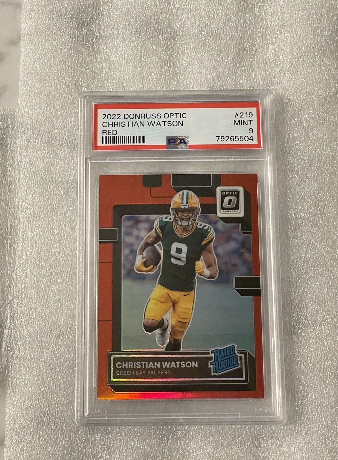 2022 Donruss Optic Christian Watson Rated Rookie Red /99 PSA 9 RC #219