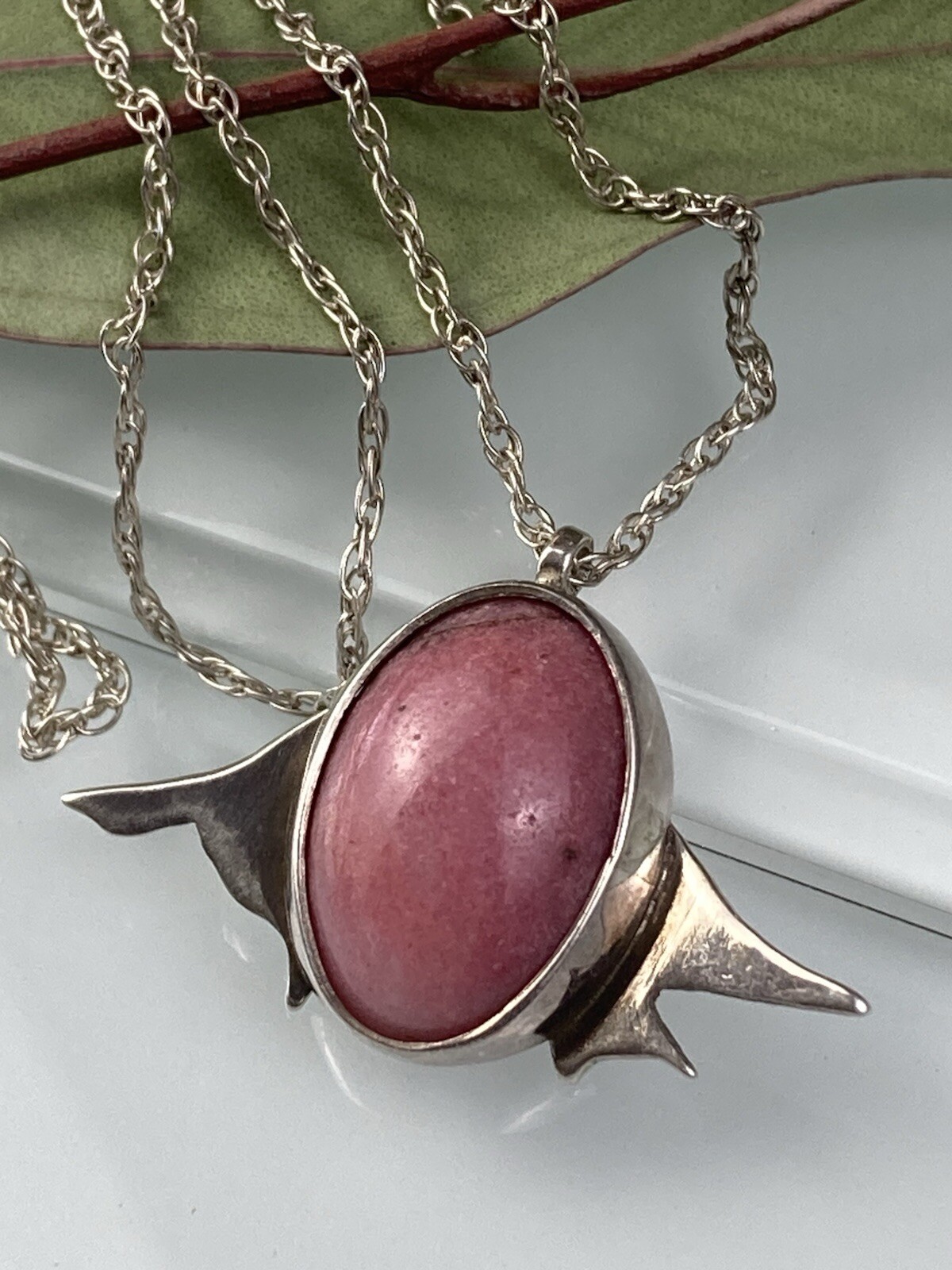 Sterling 925 Solid Silver Natural Ruby Pendant Ci… - image 1