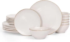 Tempus Plates and Bowls Sets for 6, 18 Pieces Stoneware Dinnerware Sets, Dishes