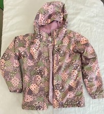 Columbia Interchange Hooded Jacket Omni Tech Girls Size L Pink Geo Ski Winter