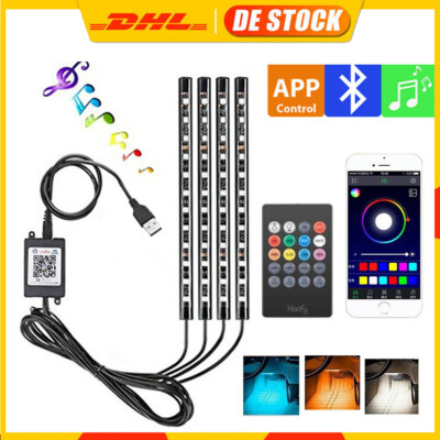 4x LED RGB Innenraumbeleuchtung KFZ Auto Fußraumbeleuchtung Ambiente mit Control