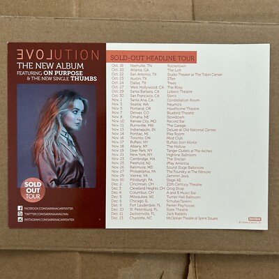 Signed Sabrina Carpenter EVOLution Tour Rare Autographed 5x7