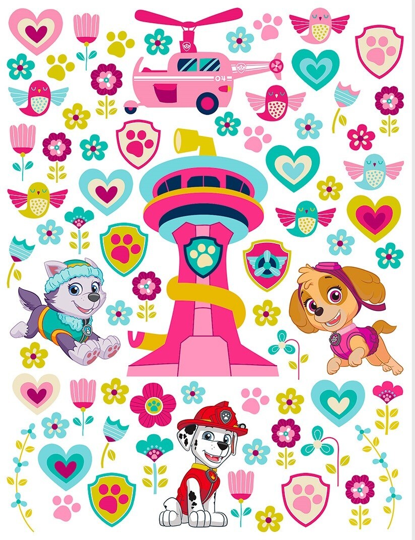 Wall and Furniture STICKERS SET decals Paw Patrol girly bedroom pink 65x85 cm