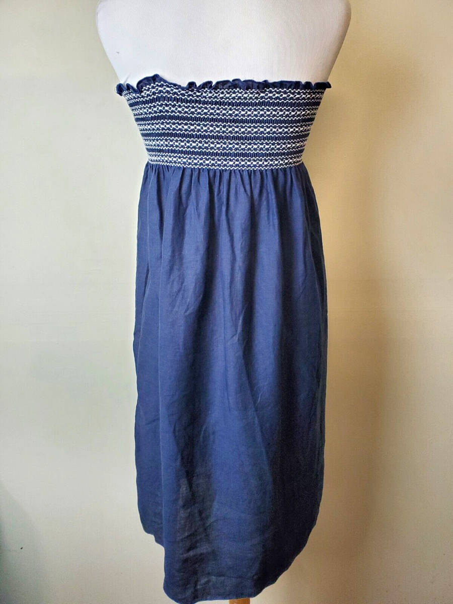 knee length dresses for ladies Erica Tanov | Rekha Linen Hand Embroidered Dress