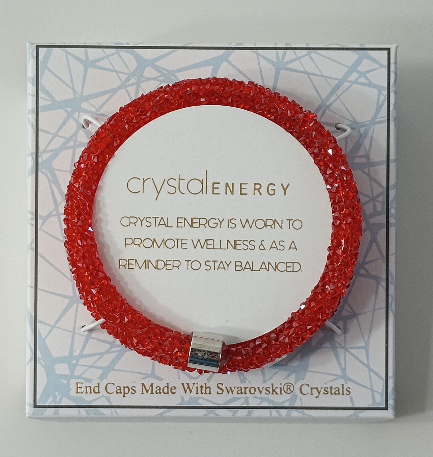 Bracelet Energy Brass Wrapped Crystal Swarovski End Caps Dust Bangle