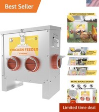 Durable 25lbs Metal Automatic Poultry Feeder - Ideal for Chickens, Ducks,  More