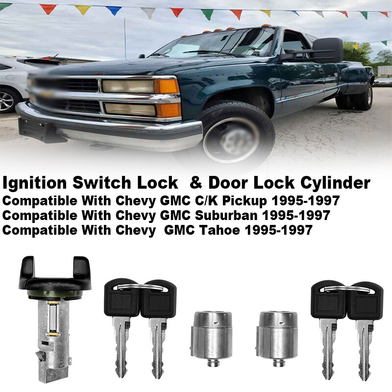 Ignition Key Switch Lock Cylinder & Door Lock Tumbler Set 2 Keys For GM