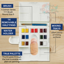 Winsor & Newton Cotman Watercolour Set Half Pans & Whole Pans 12 14 24 45 Sets