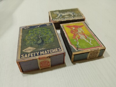 Old Matchbox Match Box Sticks India Vintage Rare 3Pcs Sealed