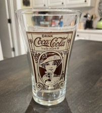 Coca Cola Collectible Reproduction 1900 Brown/Clear 16 oz Glass Tumbler B147